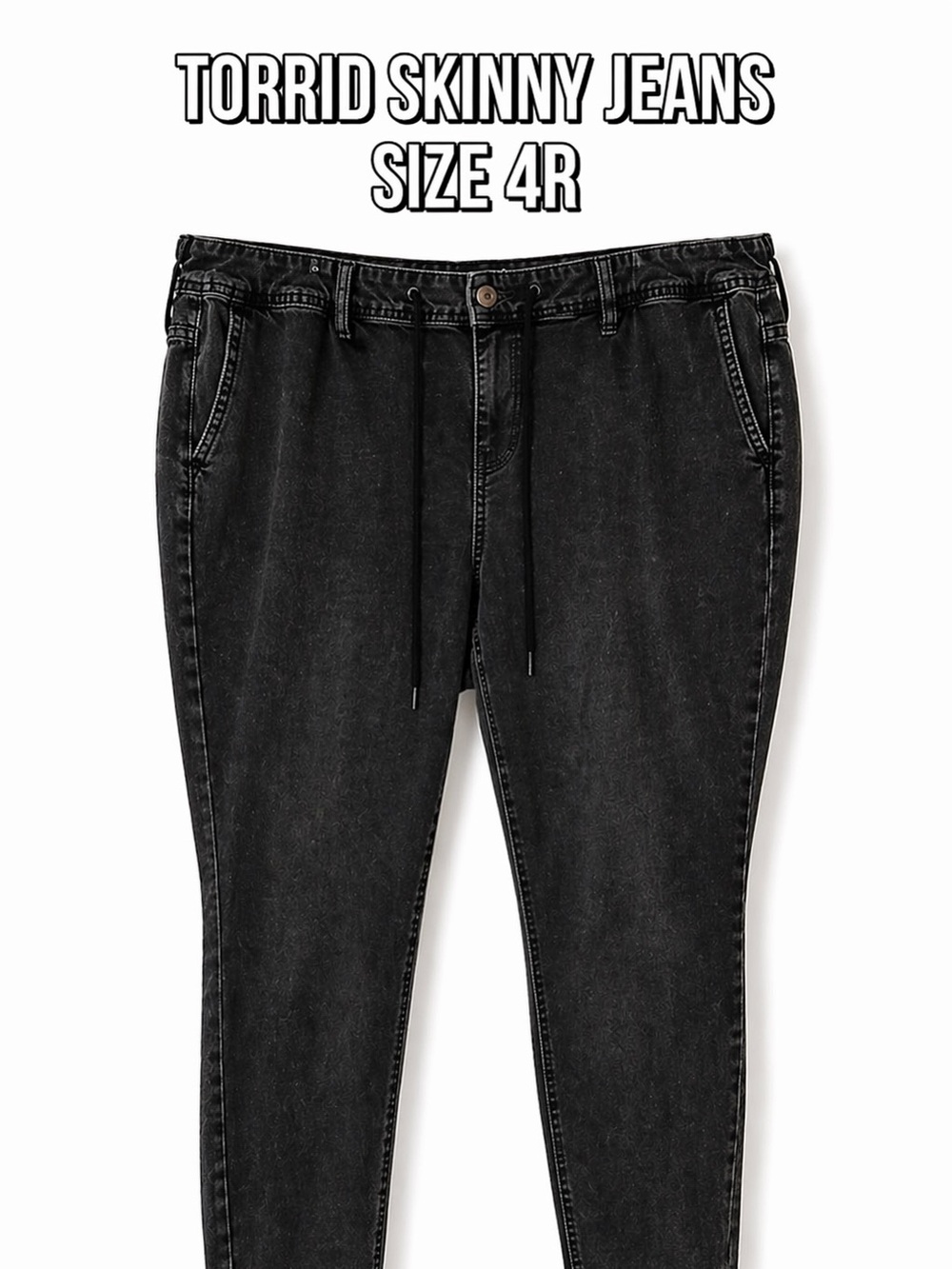 torrid Washed Black Slim Drawstring Jeans 4R